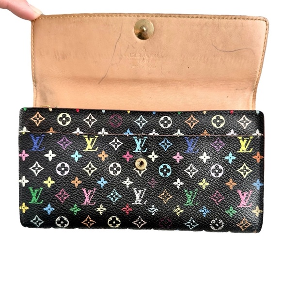 Authentic Louis Vuitton Murakami Multicolor Rainbow & Black Sarah Long Wallet - Picture 6 of 14